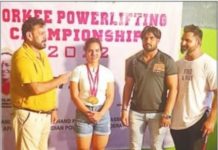 उत्तराखंड के ऋषिकेश में पावर लिफ्टिंग प्रतियोगिता में महिला वर्ग में पांवटा साहिब की प्रीति रॉय ने शानदार प्रदर्शन कर दो स्वर्ण पदक जीते