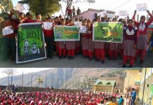 बच्चो के द्वारा शिलाई बाज़ार में रैली निकाल कर नशा छोड़ चाइल्ड लाइन से दोस्ती करने का दिया संदेश