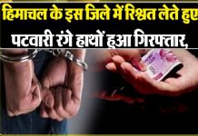 पटवारी 6000 रुपए की रिश्वत लेते हुए रंगे हाथों गिरफ्तार,