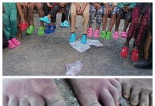 समाजसेवियों के सहयोग से लेबर कॉलोनी में जाकर जरूरतमंद बच्चों को जूते (CROCS) भेंट किए.